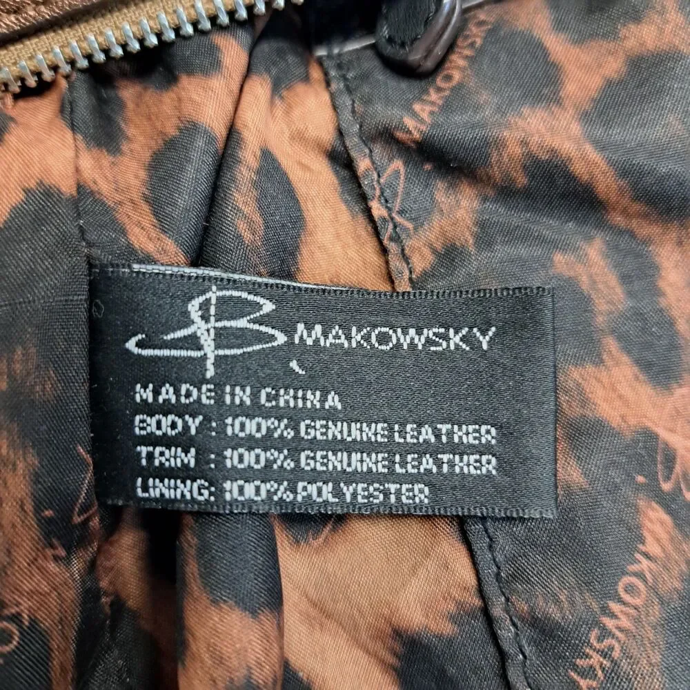 B Makowsky Leather Black Bronze Shoulder Bag - Picture 9 of 12